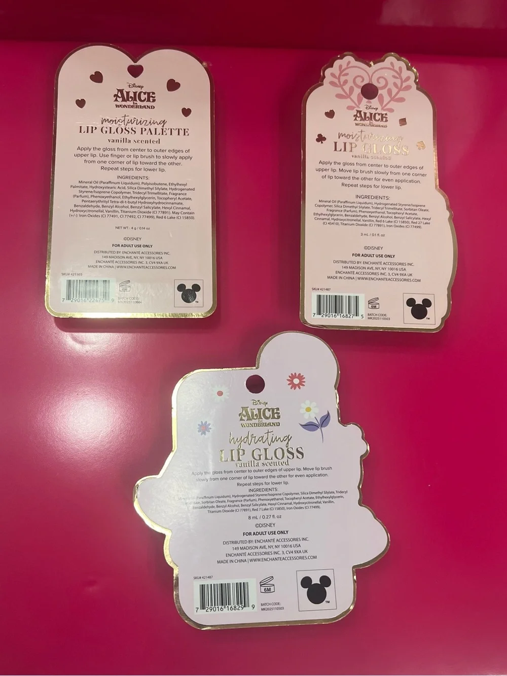 Disney Alice in Wonderland Lip Gloss Trio - Pink